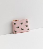 New Look Pink Leather-Look Bee Zip Small Purse